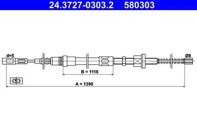 Handbremsleitung 24.3727-0303.2 ATE für CITROËN AX