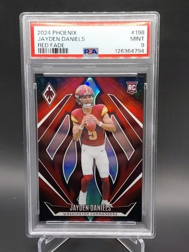 2024 Panini Phoenix Jayden Daniels Rookie RC Red Fade 48/299 PSA 9