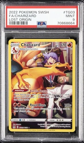 2022 POKEMON SWORD & SHIELD LOST ORIGIN #TG03 FULL ART/CHARIZARD PSA 9