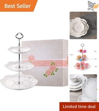 3-Tier Porcelain Cake Stand Dessert Serving Tray White Wedding Party