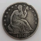 1858-O Seated Liberty Silver Half Dollar 50C - New Orleans Mint