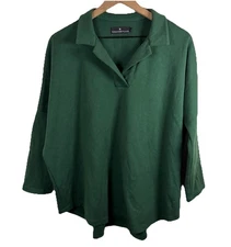 Tuckernuck Pomander Place Jaguar Green Easy Polo Swing Sweatshirt Women's M/L