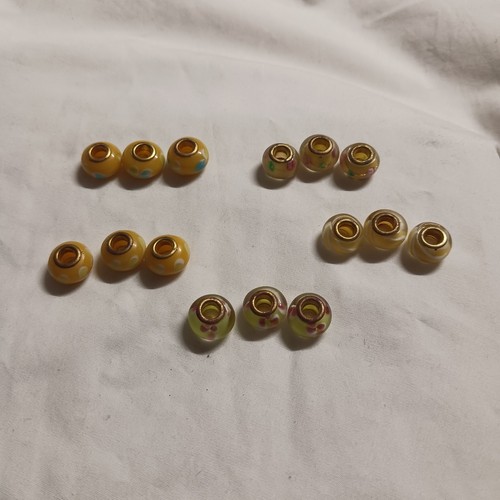 Glass Slide Beads 5 Sets Of 3 . 15 Total. Perfect For Beading And Jewelry Making