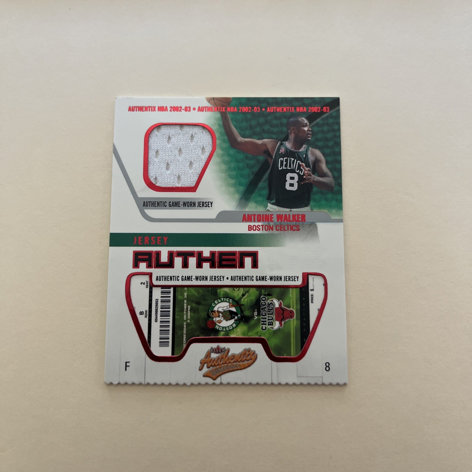 2002-03 Fleer Authentix Jersey Ticket Antoine Walker #JA-AW RIPPED Celtics