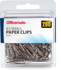 Small 3 Size Paper Clips, Silver, 200 in Pack 97219 
