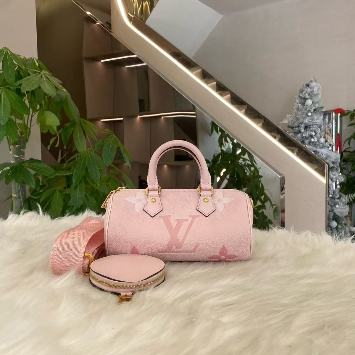 Louis Vuitton Papillon BB Bag Sakura Pink Empreinte Leather Gold