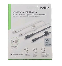 Belkin 2-Pack Fast Charge USB-C to MFI iPhone PRO Flex Cable Bundle