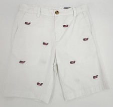 Vineyard Vines White Breaker Shorts Chino Flag Whales Pattern Boys Size 12 NWOT