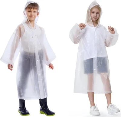 ELEVAPULSE 2 Stück Regenponcho Kinder, Wasserdicht Wiederverwendbar Regencape,