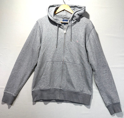 GANT Mens Heather Gray Full Zip Hooded Jacket Hoodie Long Sleeves Size L