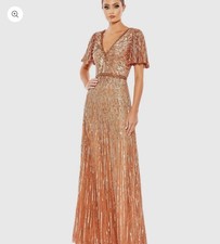 Mac Duggal copper #5538 beaded sequin 1920s inspo art deco column gown 8