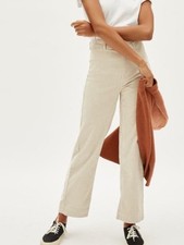 Everlane Off-White Corduroy Straight Leg High Waist Pants