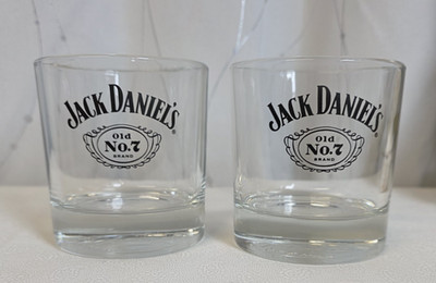 Jack Daniels Set of 2 Lowball Glasses Old No 7 Bottom Mancave Sheshed Gifts