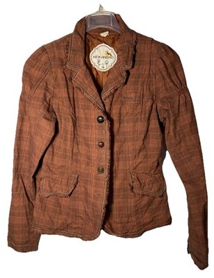 NICK and MO Womens Vintage Look Shabby Chic Boho Blazer Jacket-All Cotton-Sz M