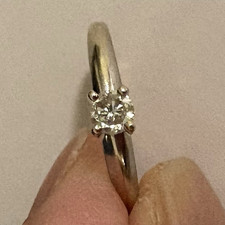14K White Gold Round .20 carat Diamond Solitaire Engagement Ring. Size 8