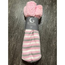 Cozy Slipper Socks Pink Striped NWT S/M Fits 5-8 Women