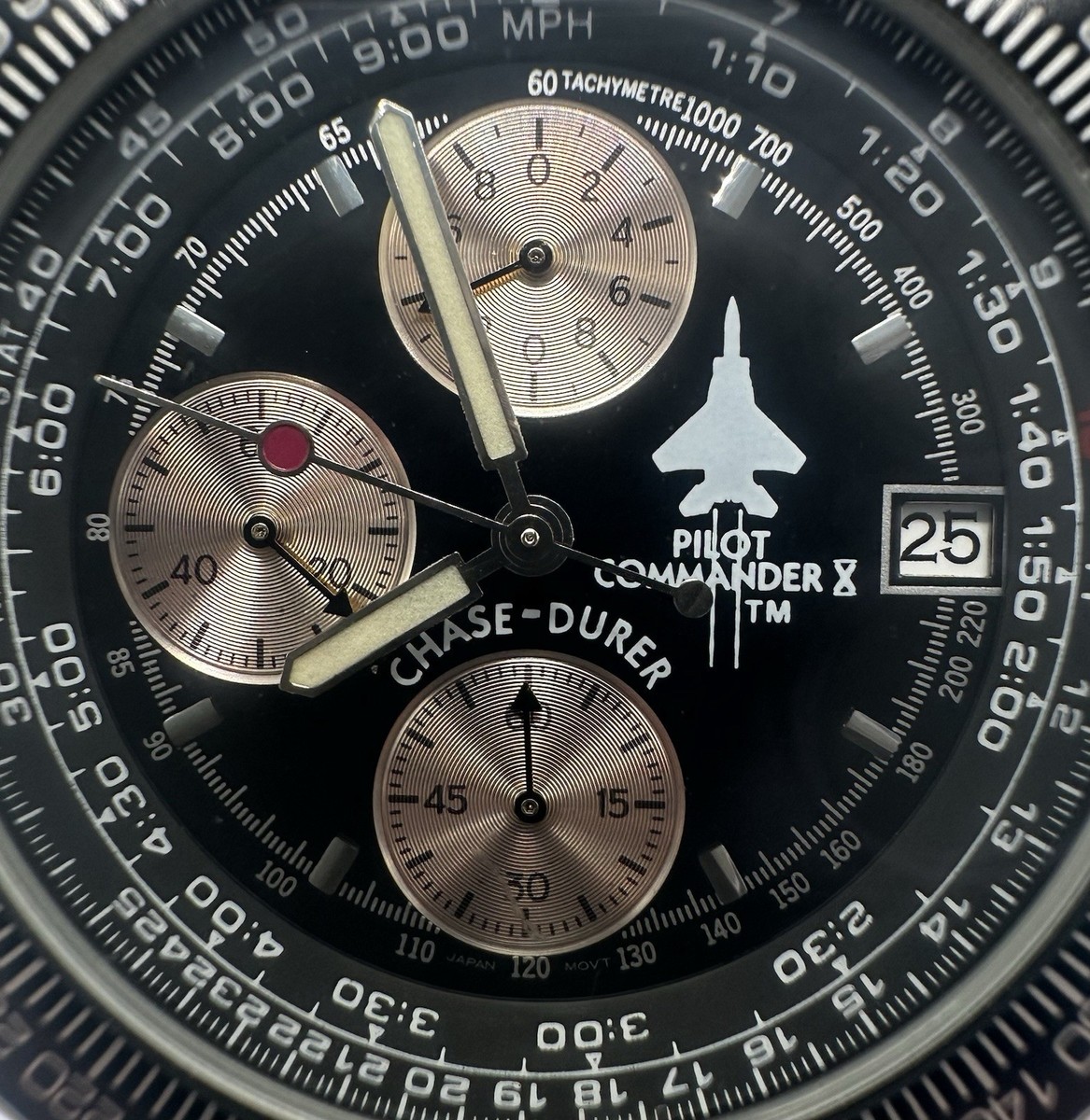 Vintage 90s Chase Durer Pilot Commander X Chronograph Watch 40mm
