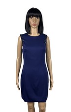 Versace Wool Sheath Mini Dress Leather Decor size 44