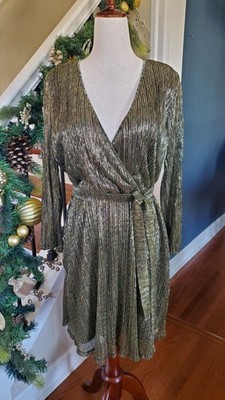 Black and Gold Metallic Shiny Glimmer Knot Waist Party Dress Sheer Cruise Formal