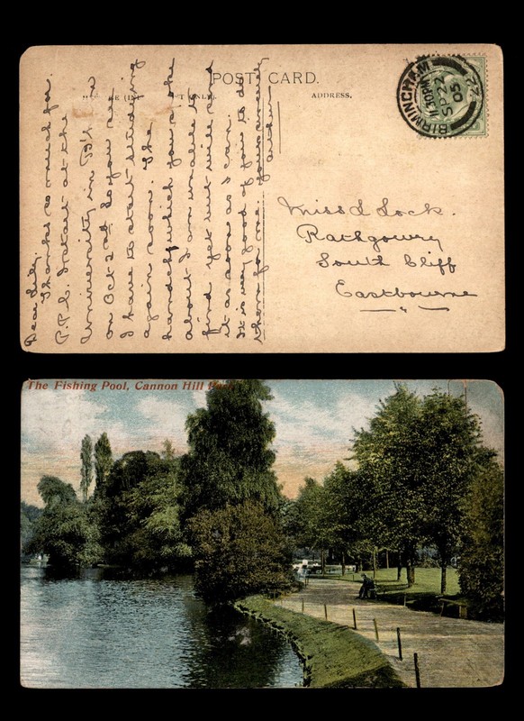 Mayfairstamps England 1905 Birmingham the fishing pool at cannon hill park pictu