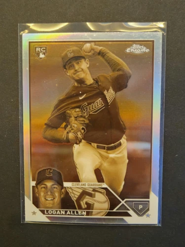 2023 Topps Chrome Update Sepia Refractor #USC186 Logan Allen RC Rookie CLE SP 