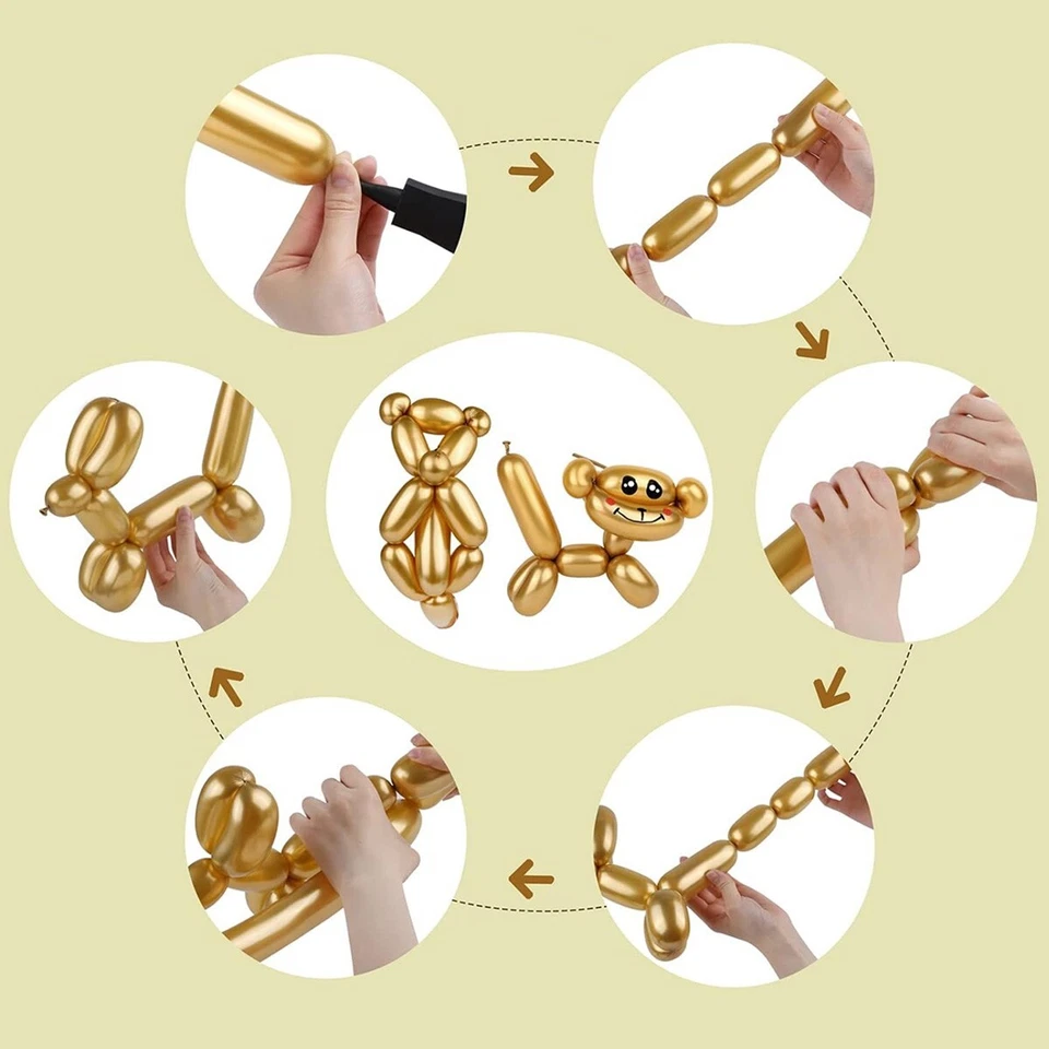 2in1SET Modellierballons DIY Bunte lange Luftballons 260Q Metallic Ballons Pumpe - Bild 4 von 4