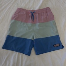 Vineyard Vines Swim Trunks Color Block Pink Blue Size Large