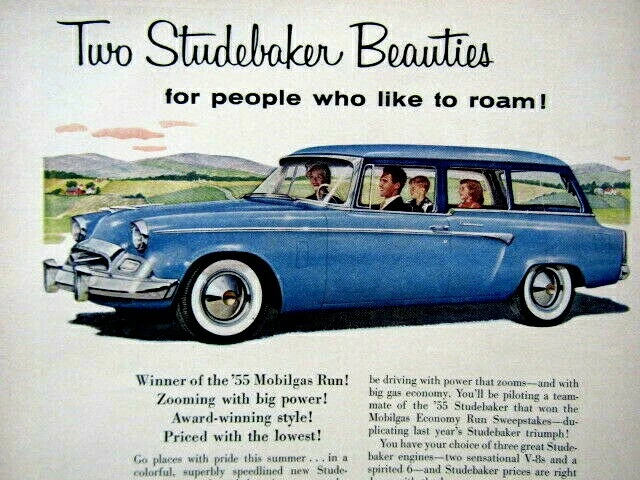 1955 Studebaker Station Wagon & Sedan Vintage Original Print Ad-8.5 x 11" - Image 2 of 4