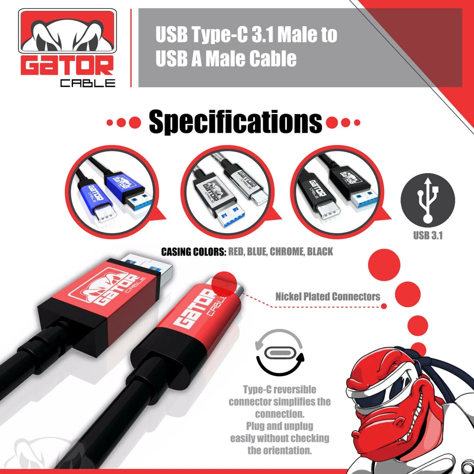 USB-C To USB-A 3.1 Phone Fast Charger Cable Data Sync Type C Cord Universal - Image 4 of 4