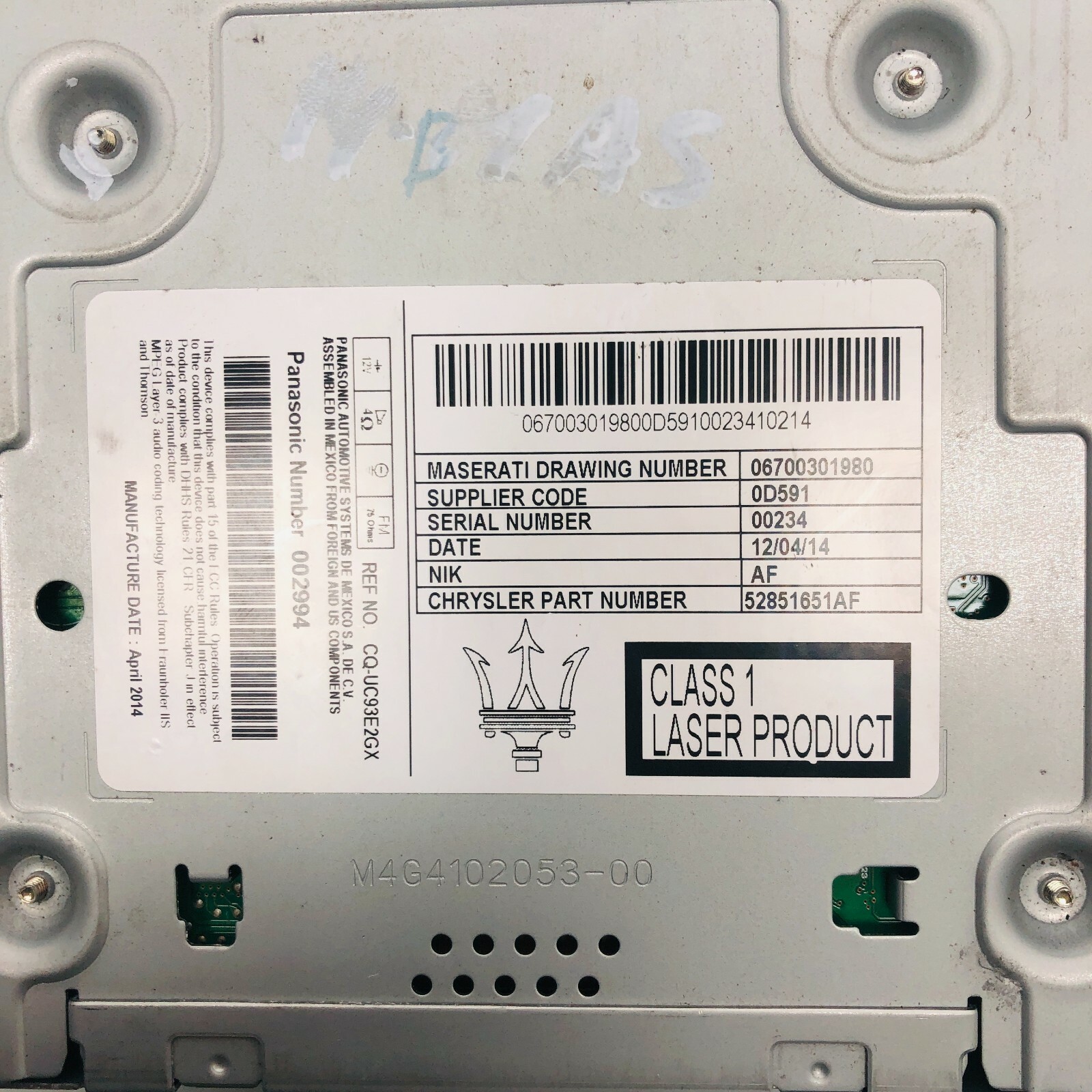 2014 - 2017 Maserati Ghibli Am Fm Cd Radio Media Player OEM 06700301980