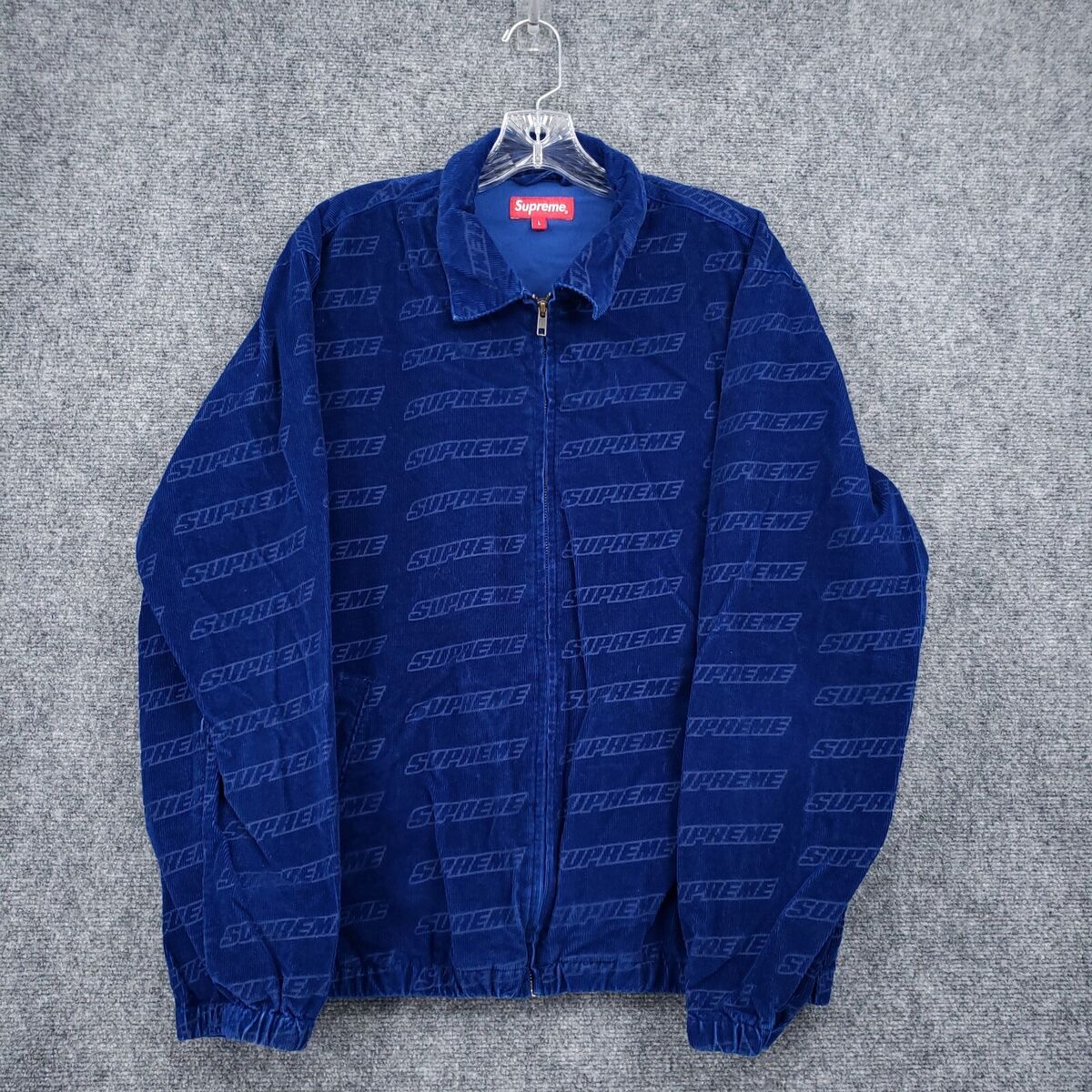 Supreme Jacket Mens L Large Blue Debossed Logo Corduroy Full Supreme Jacket Mens L Large Blue Debossed Logo Corduroy Full