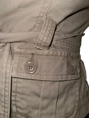 Y2K Tommy Jeans VTG Women Sz M Khaki Denim Logo Button Jacket Floral Embroidered - Picture 3 of 8