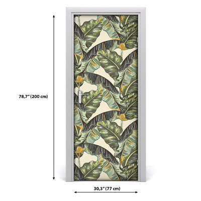 Tropical Palm Leaves Bubble Free Exotic Vector Illustration Wallpaper Door Decal