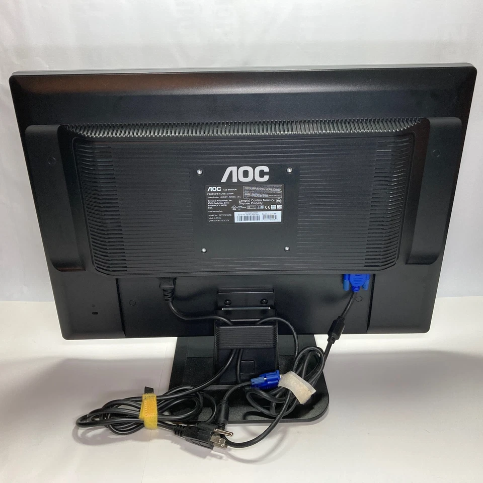 AOC 2216SW 21.6" WSXGA+ 1680 x 1050 VGA D-Sub LCD Monitor + Cables Great NO HDMI - Image 2 of 4