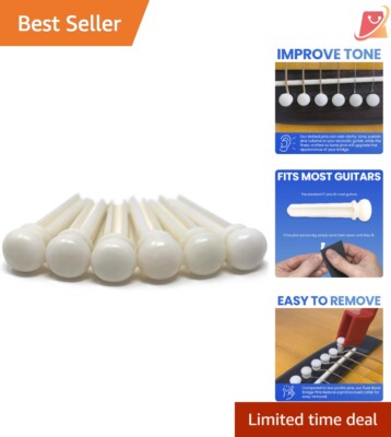 Bone Bridge Pins for Acoustic Guitar 6 & 12 String, Enhance Sound Quality, Du...