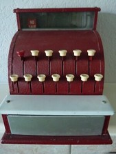Vintage TOM THUMB Red Metal Toy Cash Register Cinderella Mfg Co.