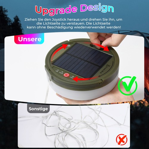 Catena Luminosa USB Campeggio Avvolgibile Catena Luminosa LED Impermeabile Solare Portatile - Foto 9 di 29