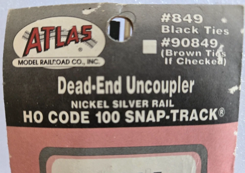 ATLAS DEAD-END UNCOUPLER, NICKEL SILVER Code 100 Ho Scale Snap Track 849 - Image 3 of 4