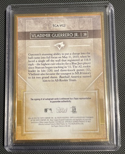 Vladimir Guerrero Jr 20 Topps Transcendent Gold Auto #22/25 Toronto Blue Jays - Picture 2 of 3