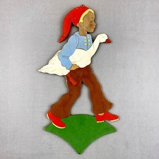 Mertens-Kunst 1940er Grüner Sockel! 22cm Figur Hans im Glück Märchen-Holzbild