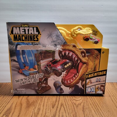 Zuru Metal Machines T-Rex Attack Double Loop Track Play Set Red Car Open Box