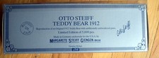 VINTAGE OTTO STEIFF 1912 REPRO. LIMITED EDITION MOHAIR TEDDY BEAR 00780/5000