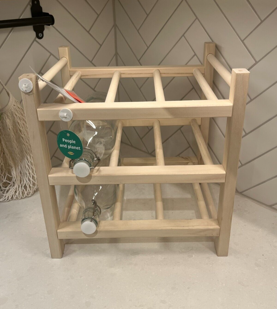 Brand New IKEA HUTTEN 9-Bottle Wine Rack Solid Wood 700.324.51