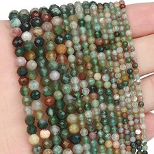 AAA 3mm Faceted Natural Indian agate Gemstone Beads Micro Faceted Round 15 inch