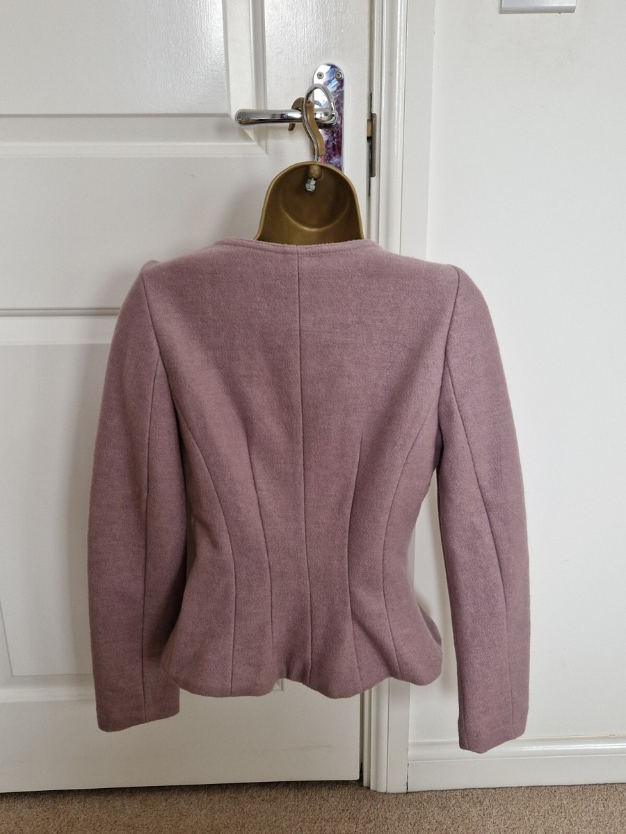 Next Pale Pink Wool Mix Short Fitted Zipped Jacket Size New