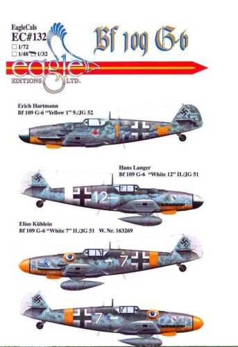 EagleCals Decals 1/32 MESSERSCHMITT Bf-109G-6 Fighter JG52 & JG51 - Picture 1 of 6