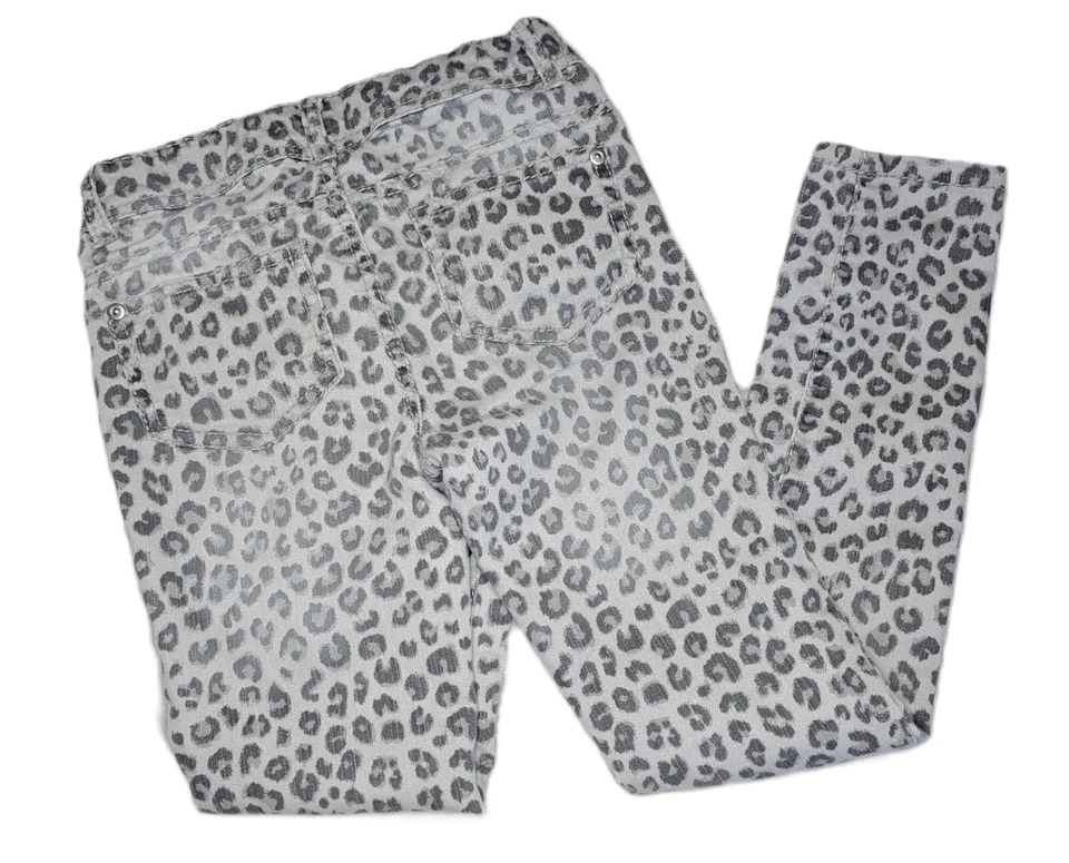 Cherokee Niñas Negro y Gris Estampado Leopardo Jeggings Pantalones Cintura Ajustable Talla 8 Foto 2 de 3