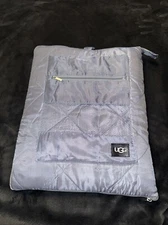 Ugg Mischa Quilted Outdoor Blanket Beach Picnic Camping Charcoal Stripe 60 X 72