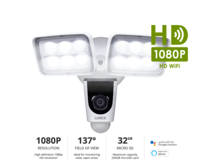 LOREX 1080p Wi-Fi Floodlight Camera Weatherproof, Two Way Talk