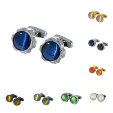 Men's Wedding Party Round Crystal Cuff Links French Shirt Stone Cufflinks Boxed